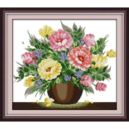 Liquid powder flower cross stitch kit flower 18ct 14ct 11ct count printed canvas stitching embroidery DIY handmade needlework