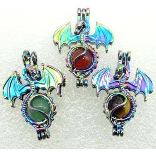 Natural Stone amethyst Quartz Crystal aventurineLucky bead Titanium Dragon Pendant for Diy Jewelry Making necklace woman 1PC