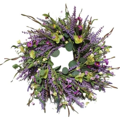 New Lavender Wreath for Front Door Artificial Flower Wreath for All Seasons Indoor Outdoor Wedding Party Home Wall Decor