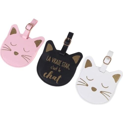 Sales Suitcase Leather Cat LuggageTag Bag Pendant Travel Accessories Name ID Address VIP Weding Invitation Label LT29B