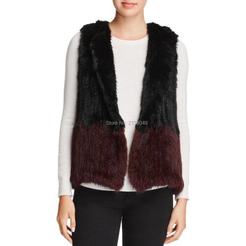 SF0266 New Fashion Hot Sale Real Rabbit Fur Vest Combine Colors Real Fur Women Waistcoats