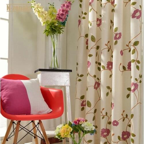 Modern Pastoral Curtain Floral Embroidered Curtain Tulle for Living Room and Bedroom Left and Right Biparting Open