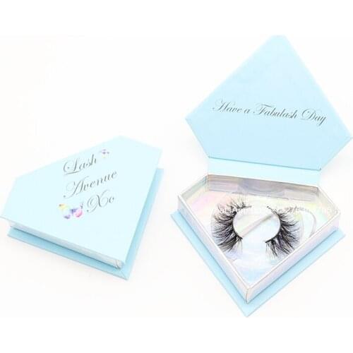 Light Blue Diamond Butterfly Mink Eyelash Package Box Nature Crisscross Mink Lashes Custom Lashbox Packaging With Logo Free Tray