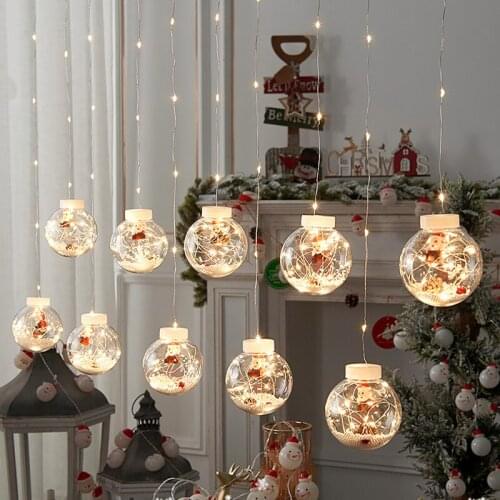 3M Led Curtain Lamp Snowman Wishing Ball Lamp String Christmas Window Decoration Copper Wire Lamp Ball Color Lamp String
