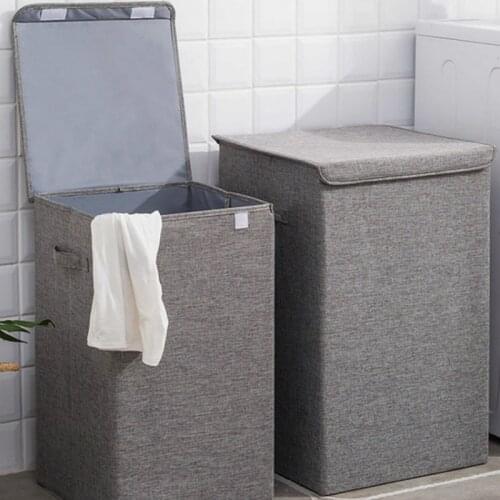 High quality cotton laundry basket with lid bathroom large kitchen storage basket household folding toy bucket basket LB52103