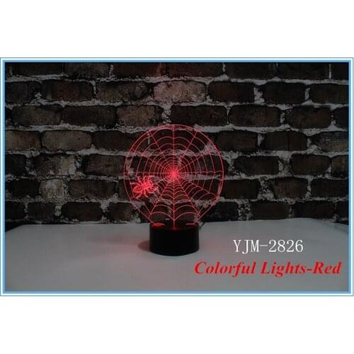 YJM-2826 Creative Spide and Web Shape Lights Seven Colorful Baby Present Night Light Children Day Decor with 3D Visional Effect