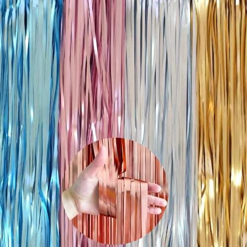1Pcs 2 Meters Matte Metal Color Fringed Rain Curtain Birthday Party Arrangement Background Wall Wedding Decoration Supplies