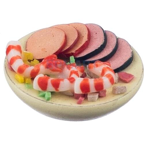 1:12 Seafood Salad On A Plate Dolls House Miniature Food Accessory