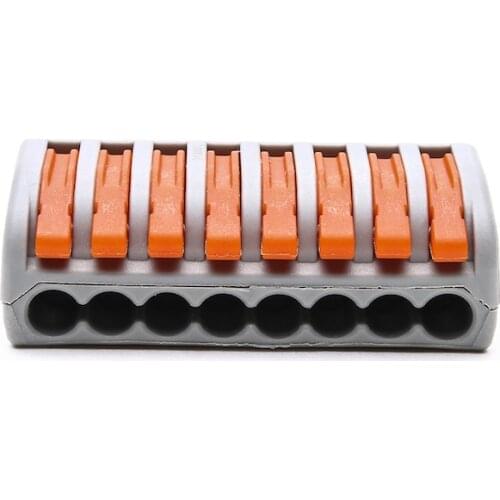 1PCS Push Wire Connector Lever Terminal Block PCT-218 222-418 8 Pin Universal Compact Connectors Terminals gray