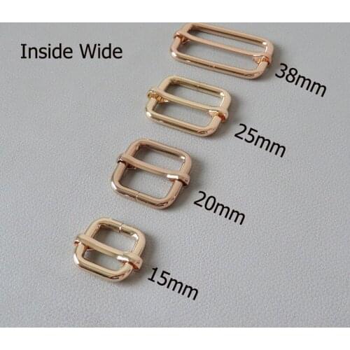 Gold Bag Backpack Handbag Straps Loop Metal Adjuster Roller Pin Buckles Webbing Slider for Dog Pet Collar Garment Leather Clasp