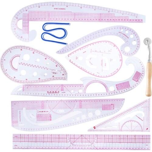 10Pcs/set Ruler French Curve Cutting Rulers Yardstick Sewing Tools Measure Dressmaking Tailor Drawing-S001