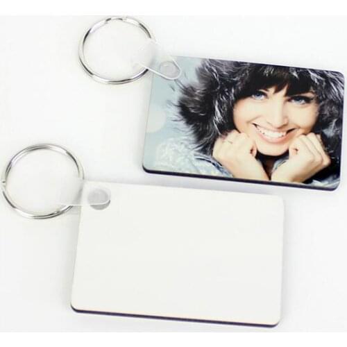 200pcs Sublimation Blank Keychain MDF Square Wooden Key Pendant Thermal Transfer Double-sided Key Ring White DIY Gift #8201