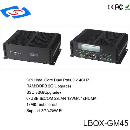 2018 Low Price Intel Pentium P8600 Dual Core IPC Industrial Embedded BOX PC With 6xUSB 6xCOM Support HDM And VGA Display Mini PC