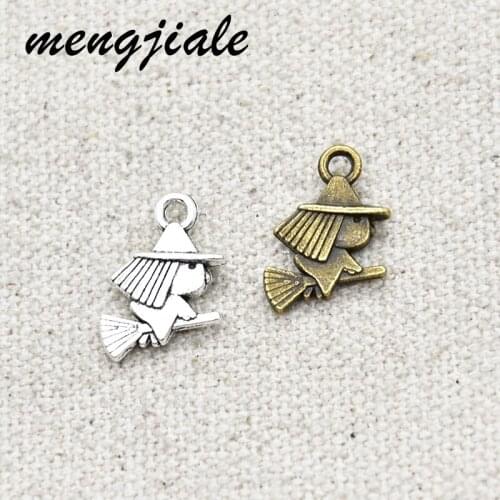 Hot sell 30pcs/lot metal antique silver charms Sorceress charms pendant for necklace jewelry findings 16*10.5mm