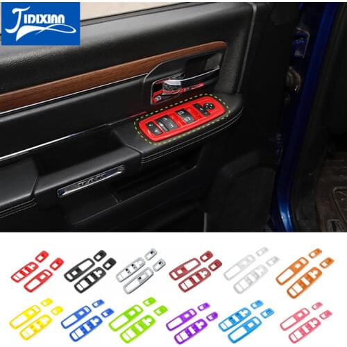 MOPAI Car Interior Window Lift Switch Button Panel Decoration Cover Stickers for Dodge RAM 2010-2017 Car Accessories