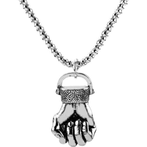 Vintage Hip Hop Punk Silver Color Strength Power Fist Pendant Necklace Chain Jewelry Accessories Gift For Men/Women