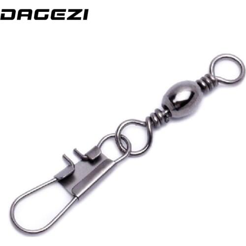 DAGEZI 100 pieces 8 words ring black steel swivels interlock snap fishing gear accessories Connector copper swivel