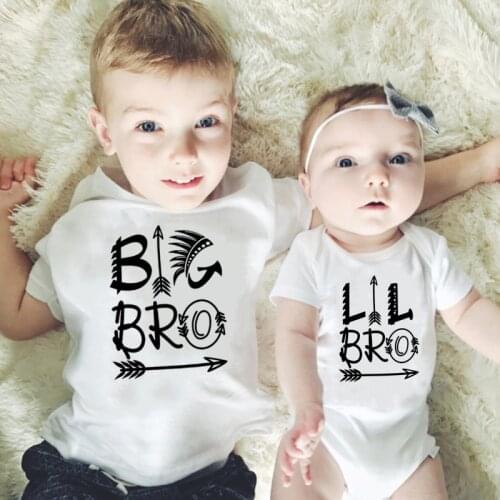 Newborn Baby Romper Little Brother Kids Boys Big Brother Tshirt Famliy Matching Clothes Siblings Cousins Brothers Outfit