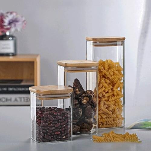 550/750/950/1300ML Food Storage Container Kitchen Refrigerator Noodle Box Multigrain Storage Tank Transparent Glass Sealed Cans