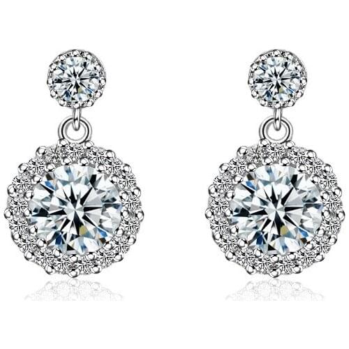 Round female earrings Korean fashion all-match flashing zircon ear jewelry
