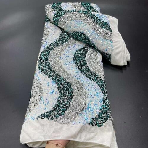 Latest 2021 High Quality Velvet African Nigerian Lace Fabric With Sequins Embroidery French Velvet Lace Fabric For Wedding Dress