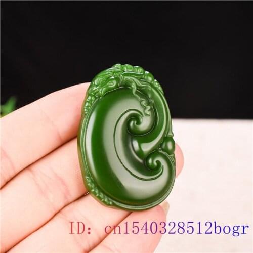 Green Jade Dragon Pendant Women Jadeite Charm Fashion Jewelry Men Gifts Chinese Necklace Natural Carved Amulet Ruyi