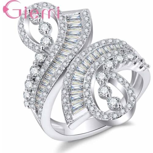 Top Sale New Trendy Ring 925 Sterling Silver Cubic Zirconia Luxury Ring Fashion Women Anniversary Wedding Party Jewelry