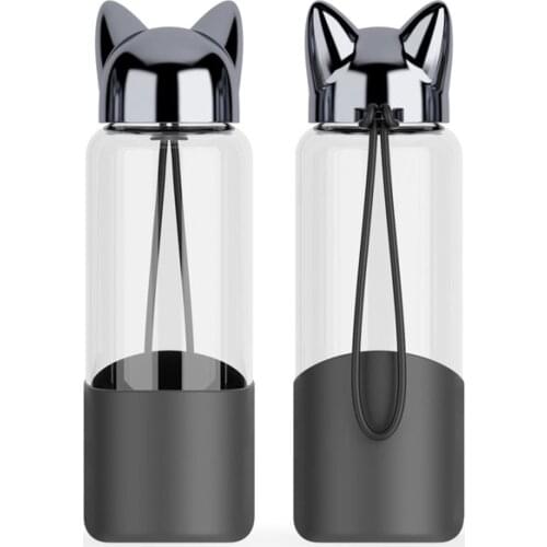 Lightning Fox Glass Creative Drop Proof Portable Gift Water Cup Students Outdoor Cute Eco Friendly Glass Water Bottle