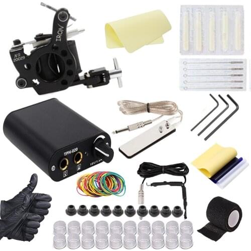 Tattoo coil machine Kit Rotary Tattoo Machine Set 8 Coils Wraps Machine Power Supply Makeup tattoo practice skin grip cover