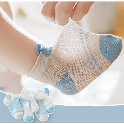 5 Pairs/lot 0 to 5 Years Spring Summer Thin Mesh Socks For Girls Boys Cute Cartoon Childrens Thin Sock Baby Newborn Short Socks