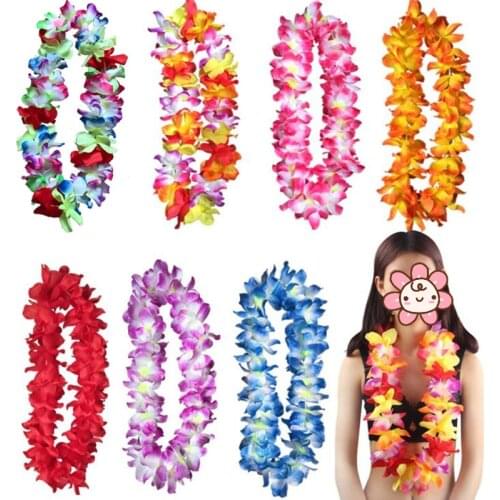 New Hawaiian Lei Hula Garland Wreath Necklace Headband Wristband Women Girls Beach Tropical Party Favor
