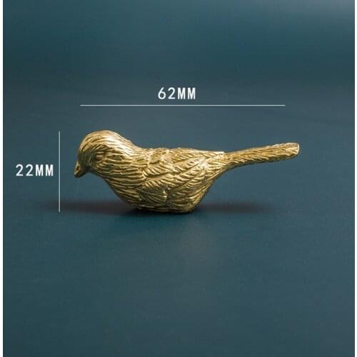 Retro Solid Brass Handles Golden Feather Little Bird Shaped Cabinet Door Knobs Dresser Pulls Handmade Furniture Knob