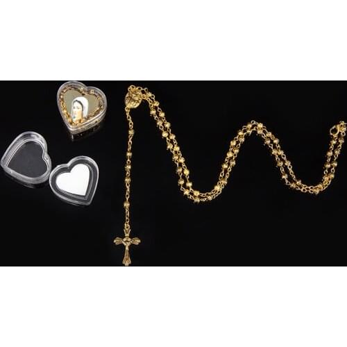 4mm Stainless Steel Necklace, Little Rosary Lady Jewelry Rosary Necklace Lady Jewelry Necklace Jesus Cross Necklace