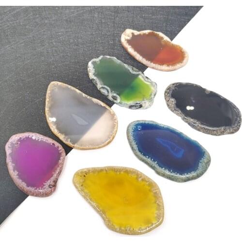 Natural Stone Agate Pendant Necklace Irregular Shape Colorful for DIY Handmade Bracelet Jewelry Accessories Charm Wholesale