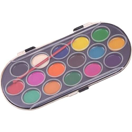 2021 New 16 Colors Professional Solid Watercolor Paints Paint Box With Paintbrush Bright Color Sketch Color Art Tool Art Supply