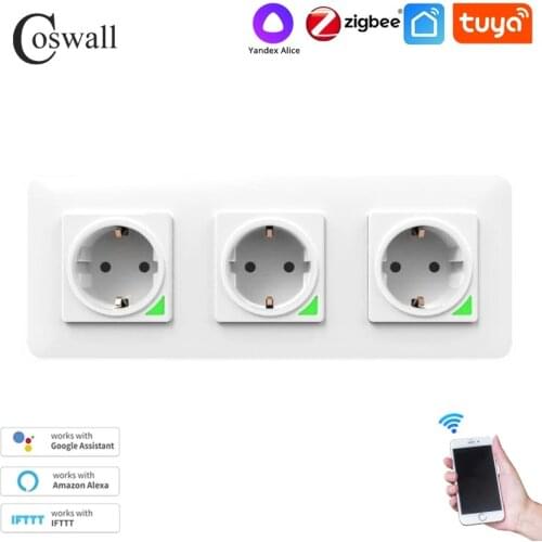 Zigbee Tuya Wall Single Double Triple EU Socket Timer Switch Programmable Work With Alexa Google Home Horizontally / Vertically
