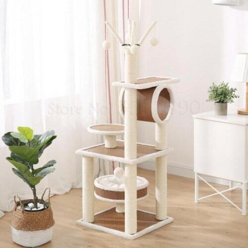 Cat climbing frame small sisal solid cat jumping platform cat nest tree cat scratch board luxury bamboo mat cat climbing