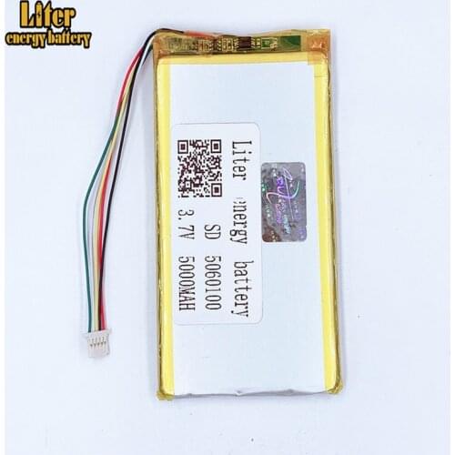 Plug 1.0-5P 5060100 high capacity Li-polymer Tablet PC battery 3.7V 5000mAh Li-po battery