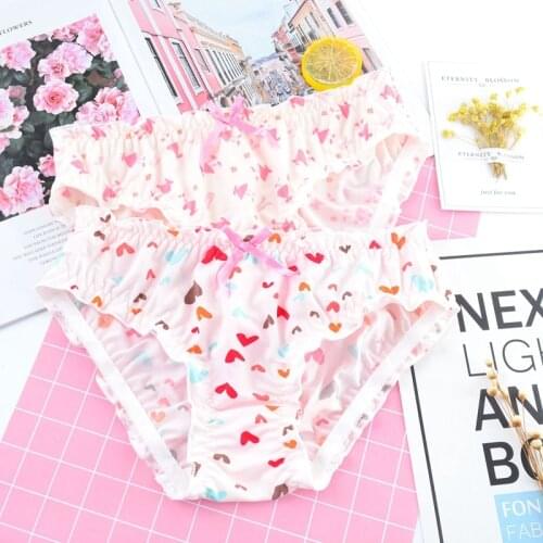 SP&CITY Japan Sweet Printing Fold Women Panties Cartoon Ruffle Milk Silk Bow Underwear Seamless Sexy Briefs Girl Lingerie Kawaii