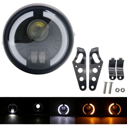 6.5'' Motorcycle Cafe Racer Vintage Universal LED Protection Headlight High Low Beam For sportster bobber Choppers Custom Honda