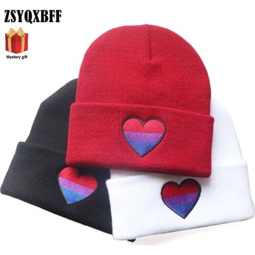 Knitted Cap Winter Warm Beanie Gay Lesbian Men Letter Embroidery Hedging Soft Wool Knit Hat Women Cycling Skiing Cap Unisex
