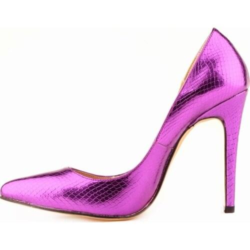 Women Pumps Small Crocodile Leather 11cm Sexy Cusp Pointed Toe High Heels Spring Brand Black Party Dress Wedding Shoes Plus Size