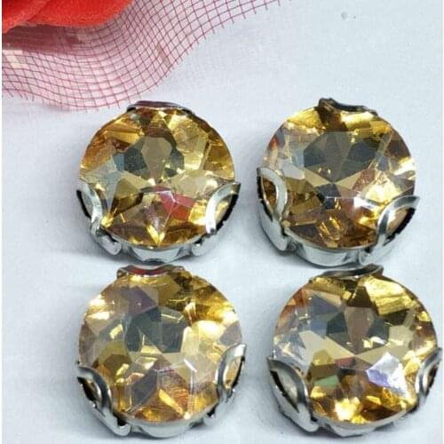 The Stone Flower Champagne Crystal Glass Sewing Rhinestones with D Shape Claw DIY Jeans Woman and Wedding Dresses