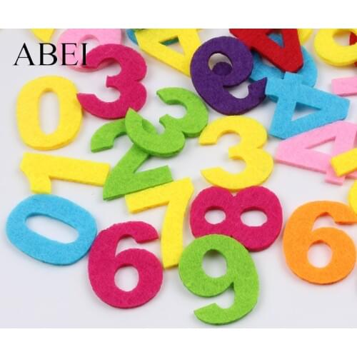 100pcs Arabic numbers Felt Pads Kids education Toys DIY Scrapbook Cards Making Gift Ornaments kindergarten home cake decoration