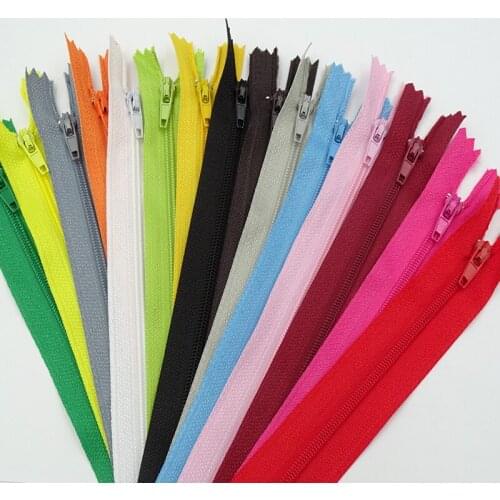 20Pcs 3# (12-24 Inches) 30-60CM 20 Color Closed Nylon Coil Zipper Closed Pocket For Quilt Cover Tent Pillowcase Clothing