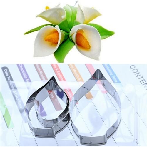 2016 3PCS/Set Stainless Steel Calla Lily Flower Cake Molds Fondant Sugarcraft Decorating Tools Kitchen Utensil Floral Cake Mold