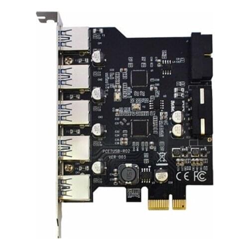 2021 NewPCI-E to USB 3.0 7-Port Expansion Card PCI Express USB Add in Card Internal USB3.0 Hub Converter for Desktop PC Host