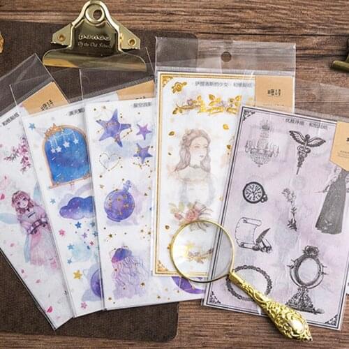 3pcs/pack Retro Girl Feelings Series DIY Album Decoration Stickers Kawaii Stationery Party Birthday Decoration kids Favor