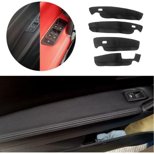 4pcs Car Microfiber Leather Interior Door Panels Guard / Door Armrest Panel Cover Sticker Trim For VW Touran 2016 2017 2018