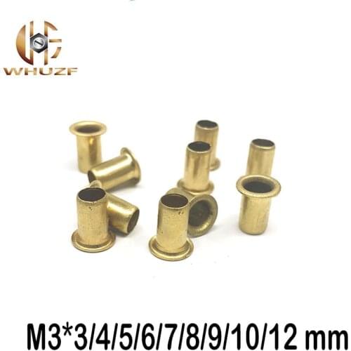 500pcs M3*3/4/5/6/7/8/9/10/12 mm Hollow Copper rivet Bronze rivets Cross hole Brass rivets Single tube DIY accessories
